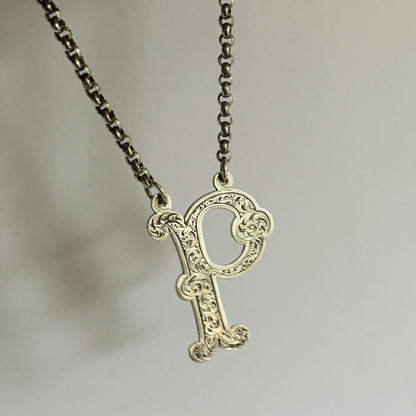 Antique Silver Decanter Label Letter P for Port | Bottle Tag