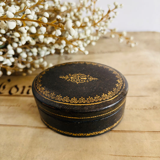 Vintage Tooled Leather Florentine Box | Oval Jewellery Box