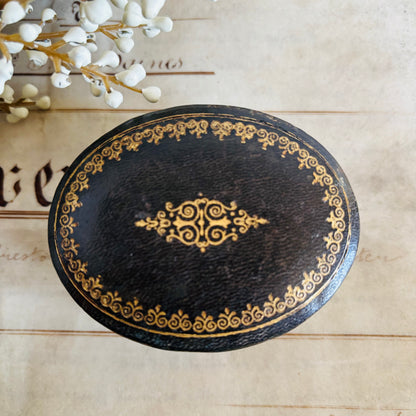 Vintage Tooled Leather Florentine Box | Oval Jewellery Box