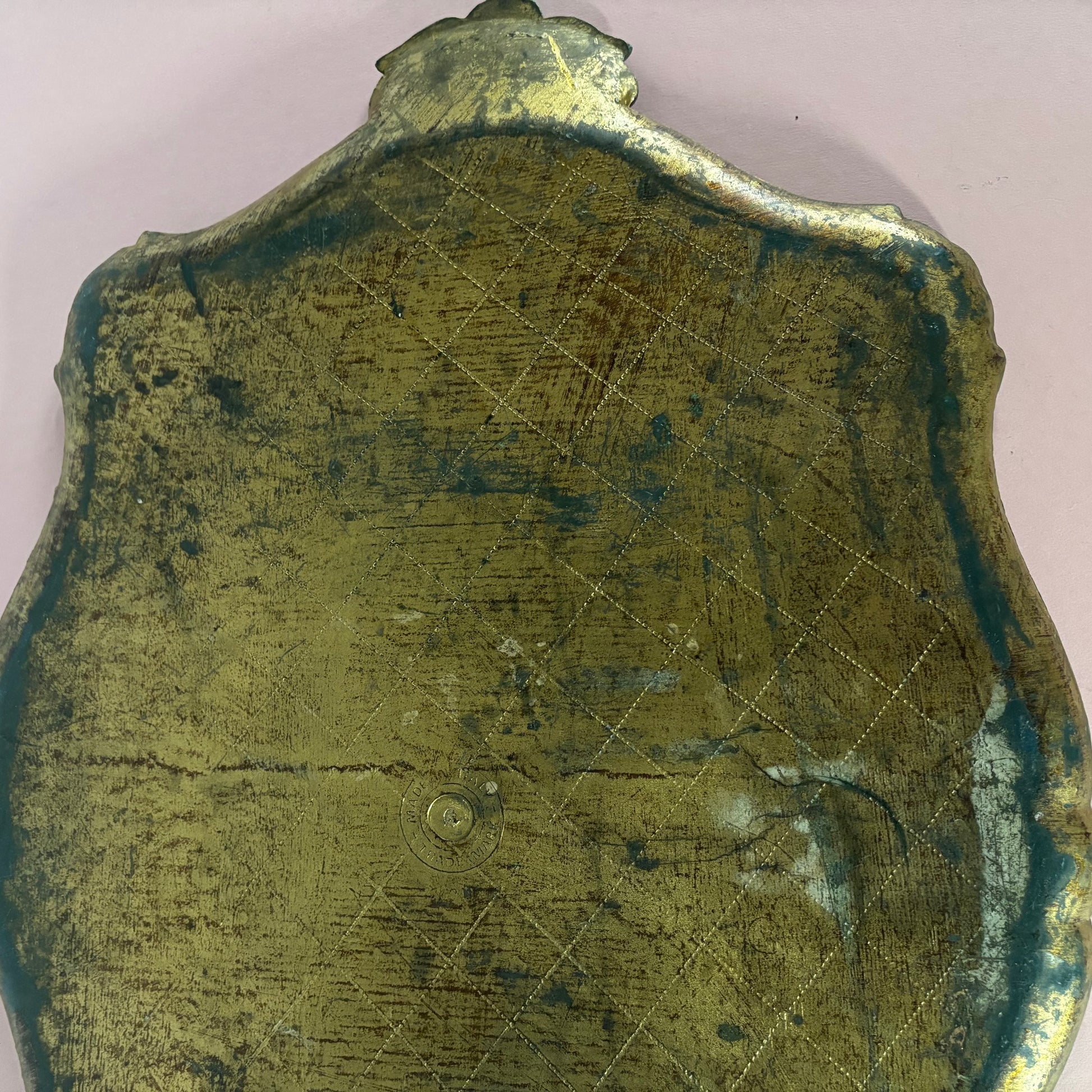 Vintage Florentine Distresses Green & Gold Decorative Italian Tray