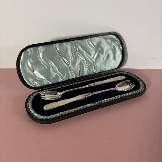 Antique Sterling Silver & Mother Of Pearl Runcible Spoons | Sporks