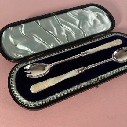 Antique Sterling Silver & Mother Of Pearl Runcible Spoons | Sporks