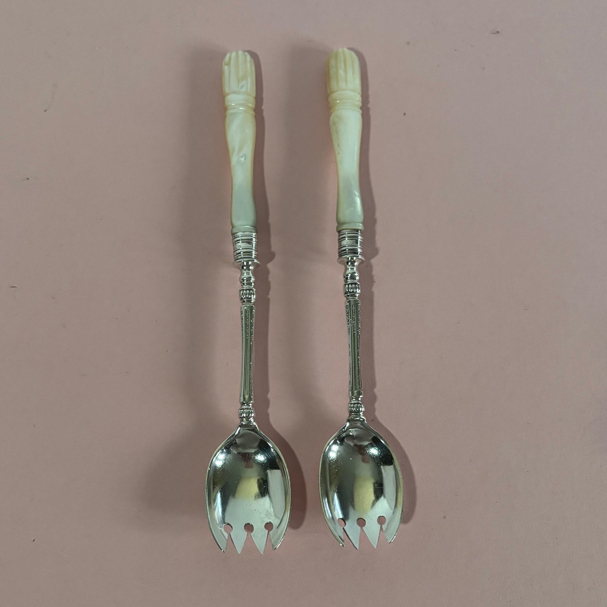 Antique Sterling Silver & Mother Of Pearl Runcible Spoons | Sporks
