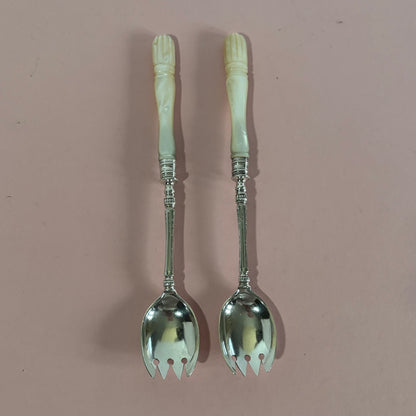 Antique Sterling Silver & Mother Of Pearl Runcible Spoons | Sporks
