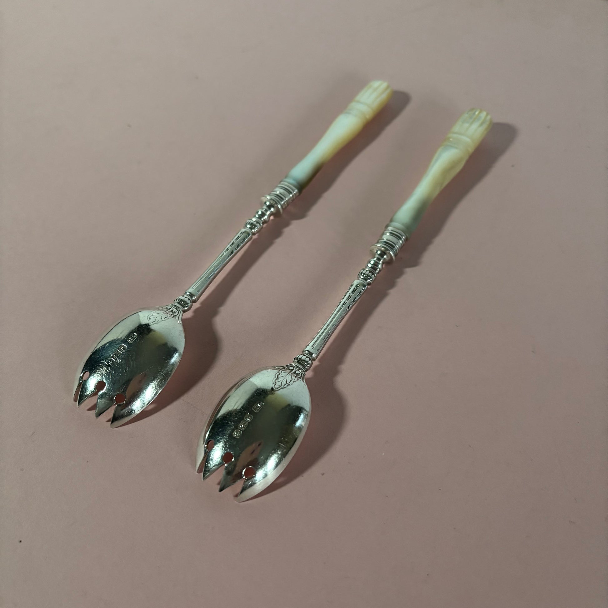 Antique Sterling Silver & Mother Of Pearl Runcible Spoons | Sporks