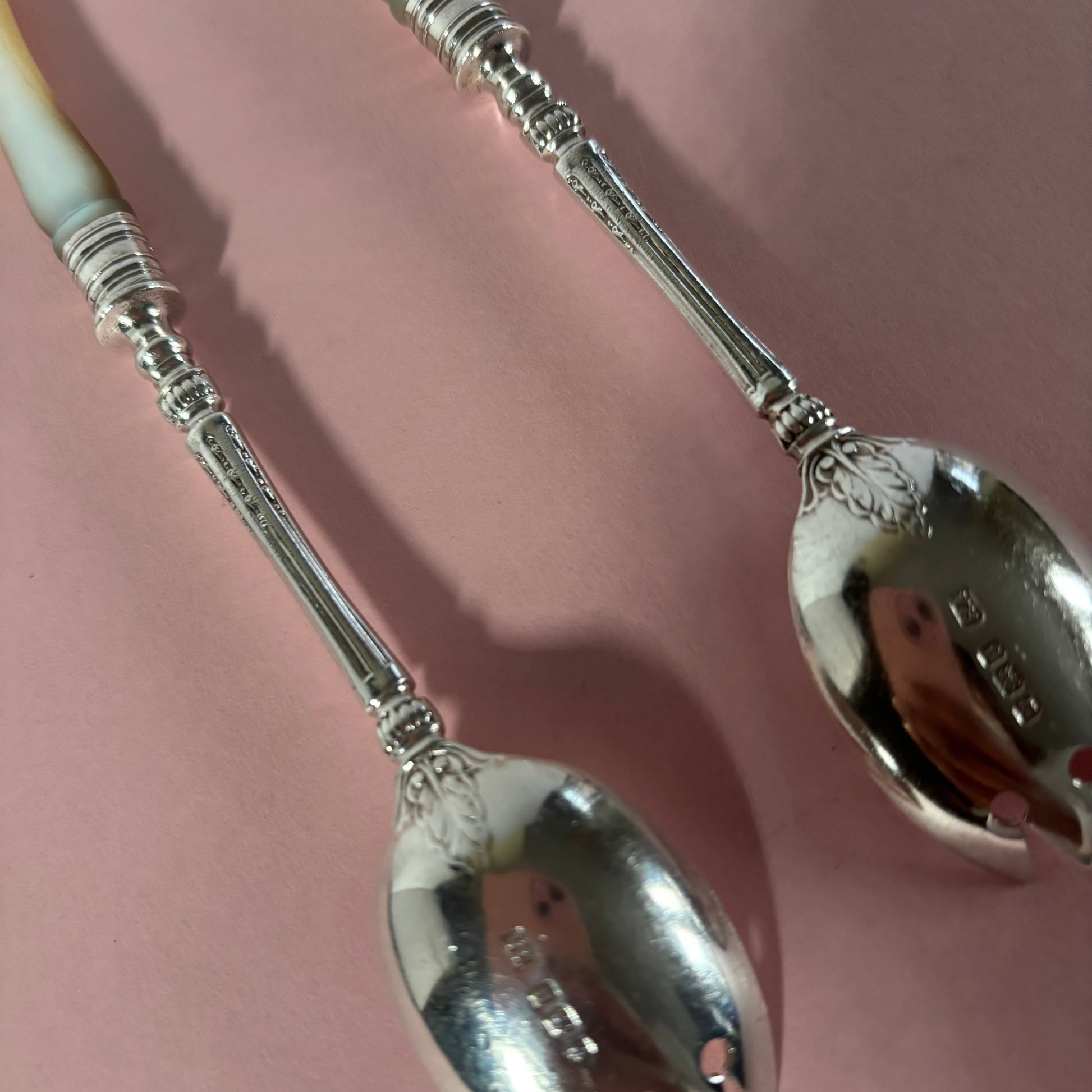 Antique Sterling Silver & Mother Of Pearl Runcible Spoons | Sporks