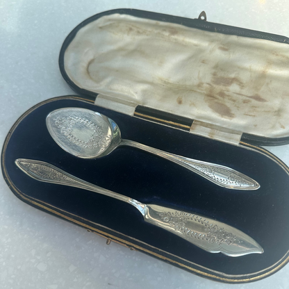 The Headhunter Winnie - Antique Silver Preserves Spoon & Butter Knife