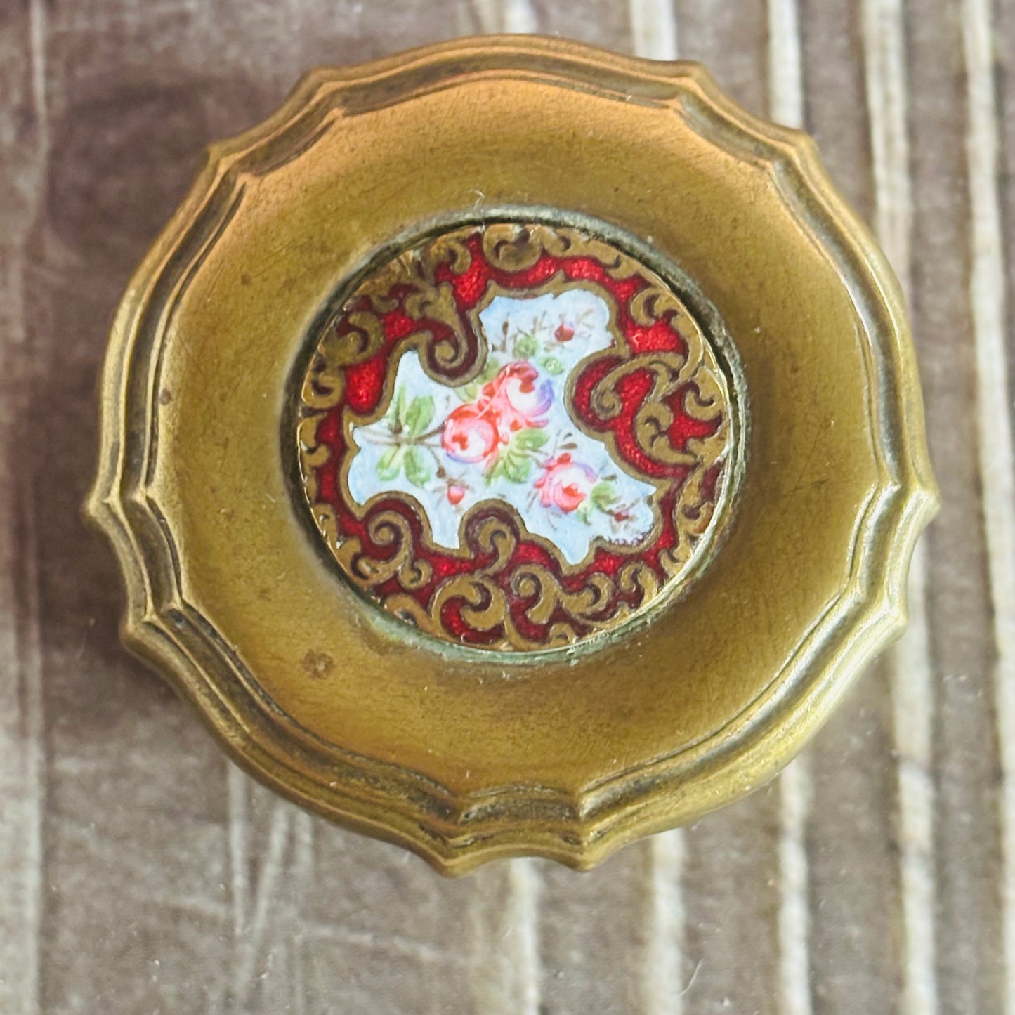 Antique Honeycomb Glass & Enamel Vanity Jar