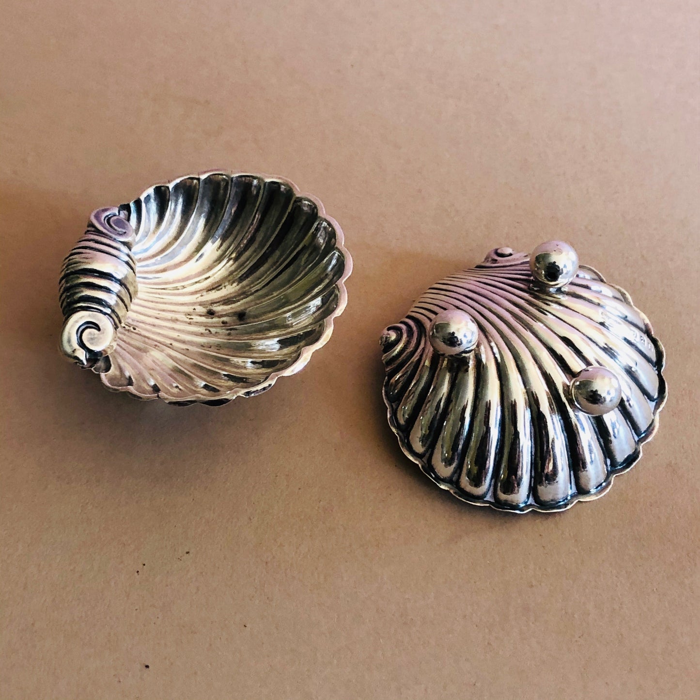 Master Arthur - Pair of Antique Silver Plate Shell Design Salts