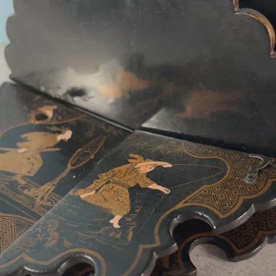 How to secure Antique Paper Mache Chinoiserie Lacquer Shelves
