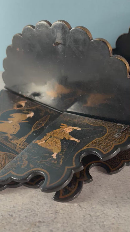 How to secure Antique Paper Mache Chinoiserie Lacquer Shelves