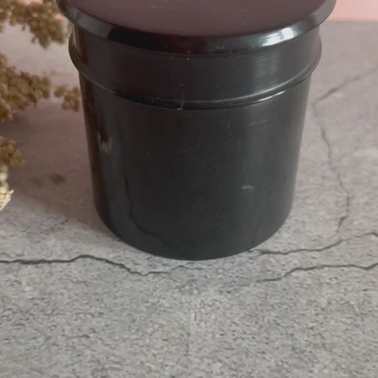 Antique Ebony Wig Powder Pot With Swan Down Puffer