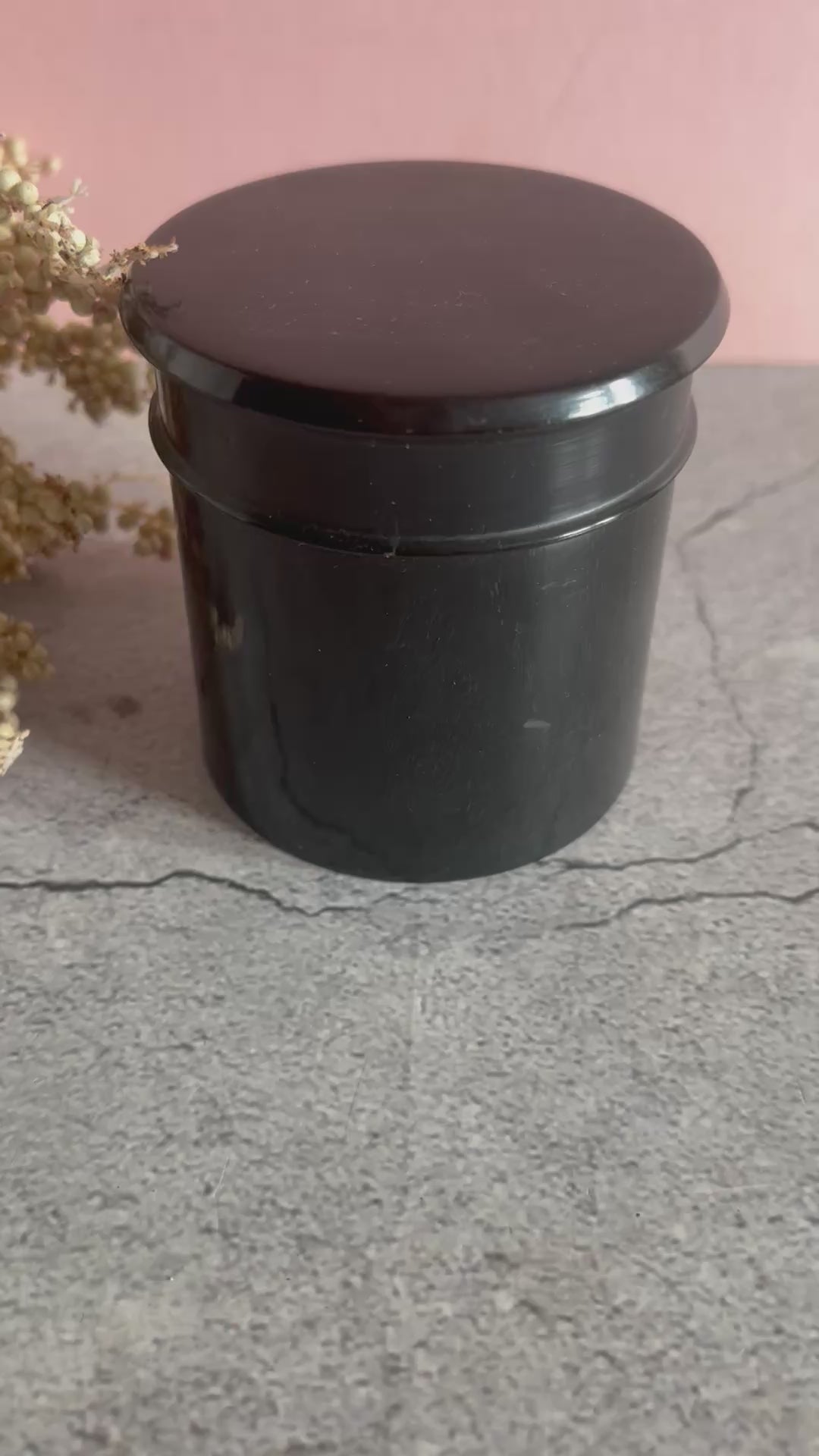 Antique Ebony Wig Powder Pot With Swan Down Puffer