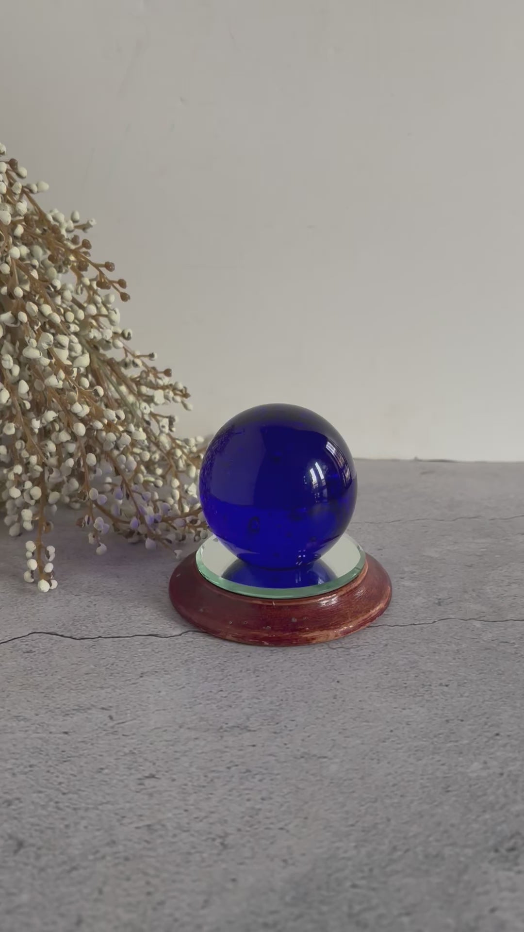 Vintage Blue Glass Ball Paperweight 