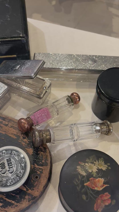 The Mixologist Kira - Set of Heavy Cut Glass Jars with Solid Silver Lids