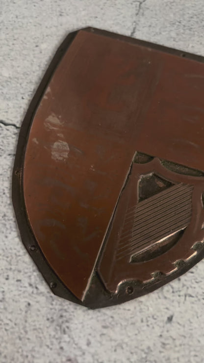 Antique Etched Copper Royal Shield Printing Plates