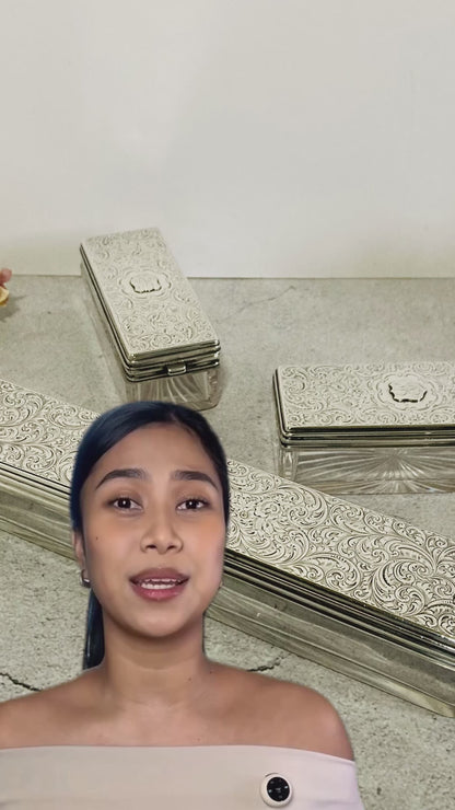 The Mixologist Kira - Set of Heavy Cut Glass Jars with Solid Silver Lids