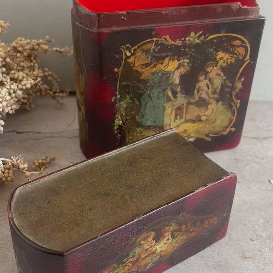 Rare Antique Vernis Martin Book Shape Box 