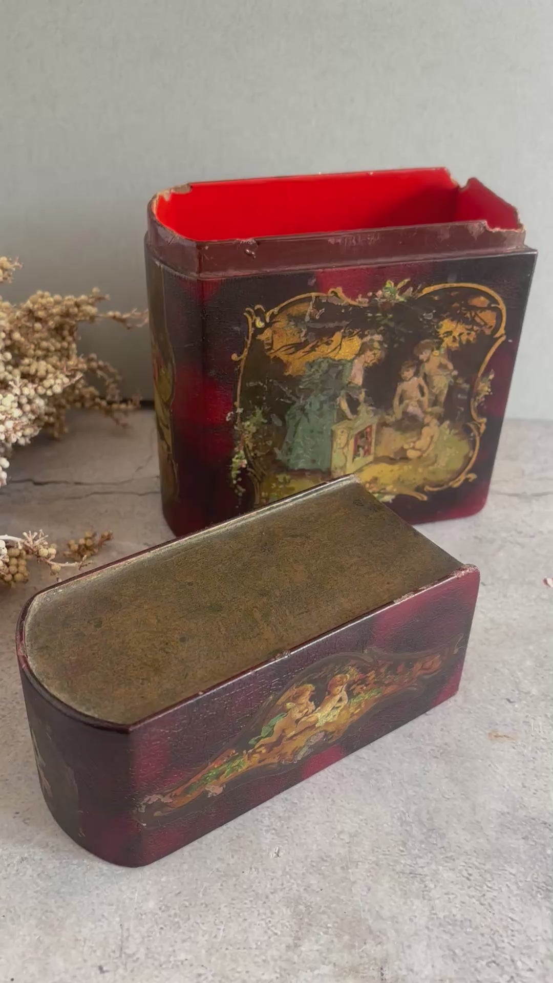 Rare Antique Vernis Martin Book Shape Box 