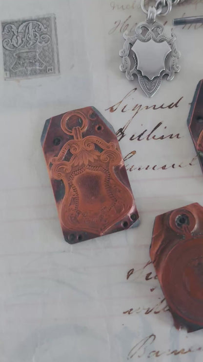 Antique Etched Copper Fob Medals Printing Plates