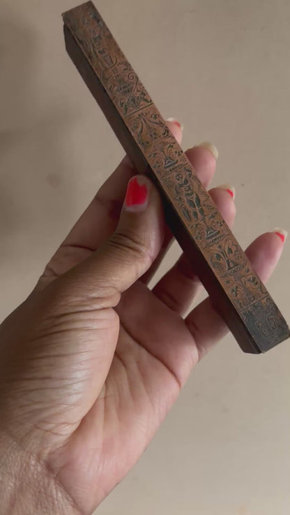 Antique Copper Printing Typeset Block Etched Rare Neo Classical Design