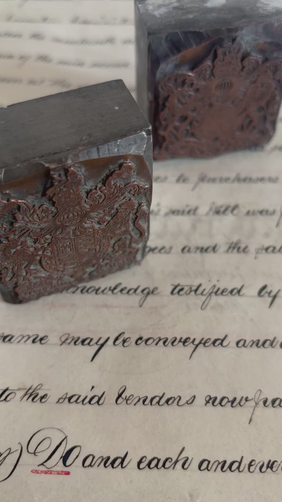 Antique Copper Printing Typeset Blocks | Heraldic Coat of Arms