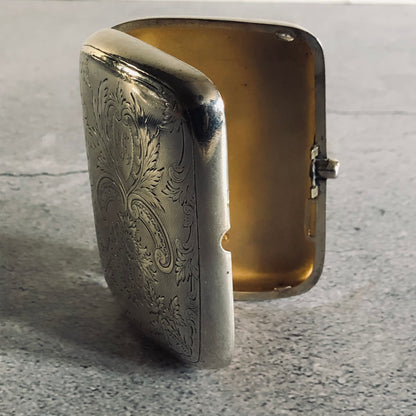 Antique Sterling Silver Card Case Beautiful Engraving Birmingham 1894