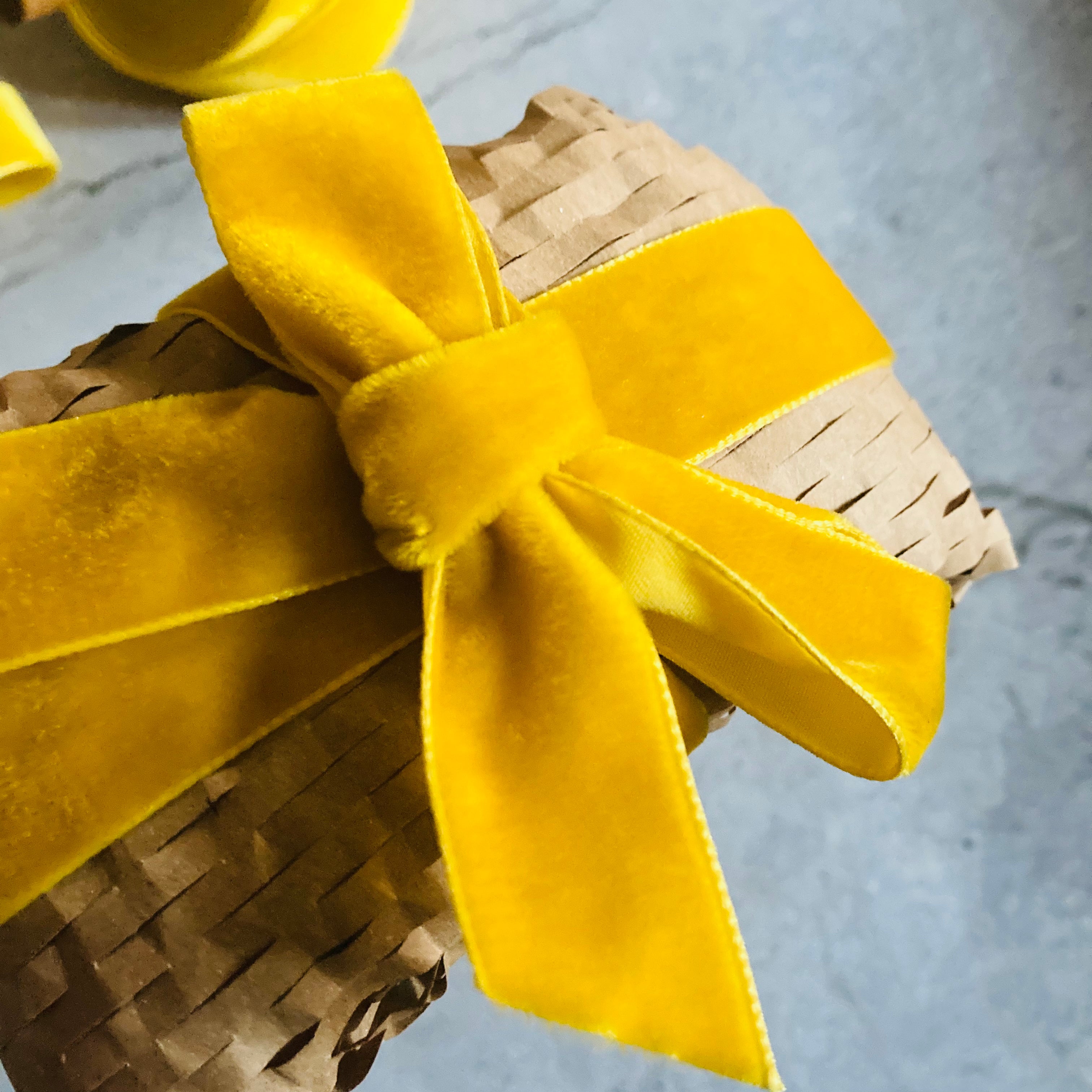 Luxury Velvet Golden Yellow Ribbon For Gift Wrapping Or Crafting – The ...