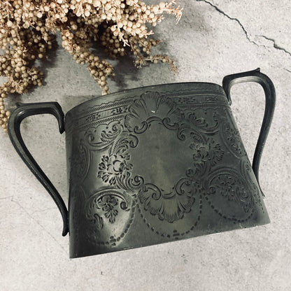 Antique English Pewter Engraved Sugar Bowls