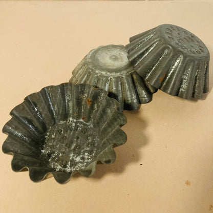 Antique Zinc Moulds Tarts French Pastry Tins