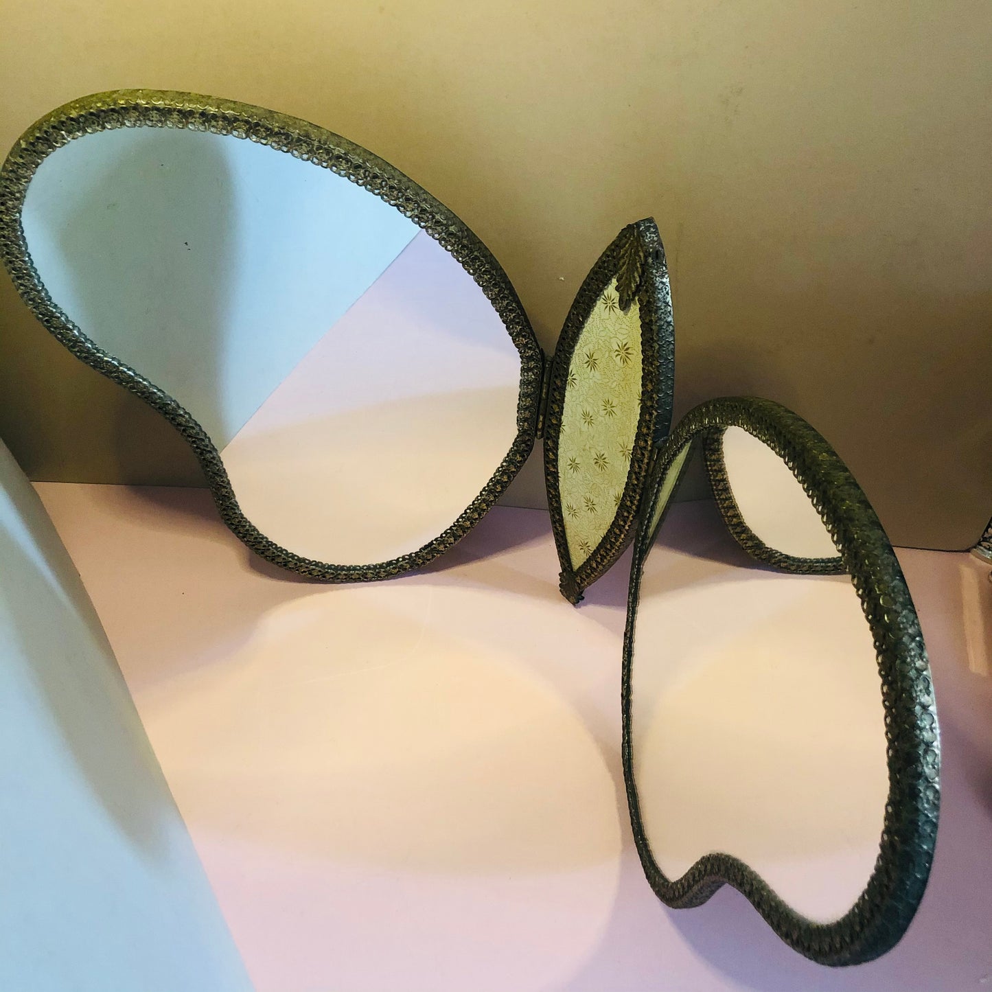 Vintage Triptych Butterfly Mirror | Very Rare Dressing Table Mirror