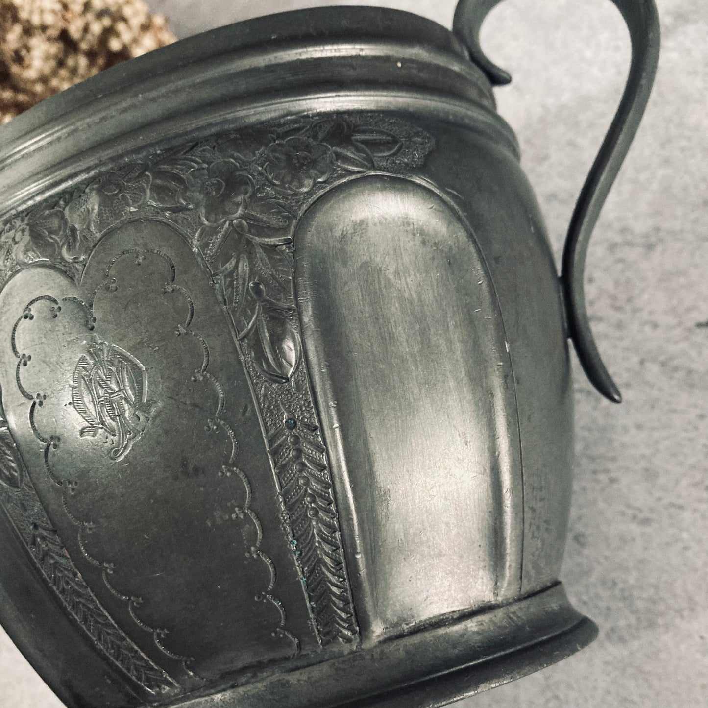 Antique English Pewter Engraved Sugar Bowls