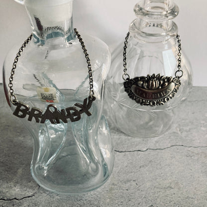 Antique Silver Decanter Bottle Label