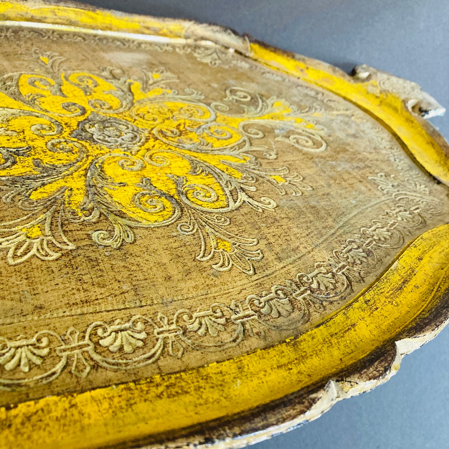Large Vintage Gold Florentine Paper Mache Tray