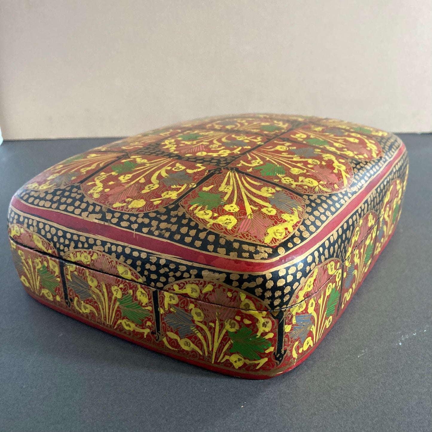 Vintage Large Paper Mache Kashmir Box