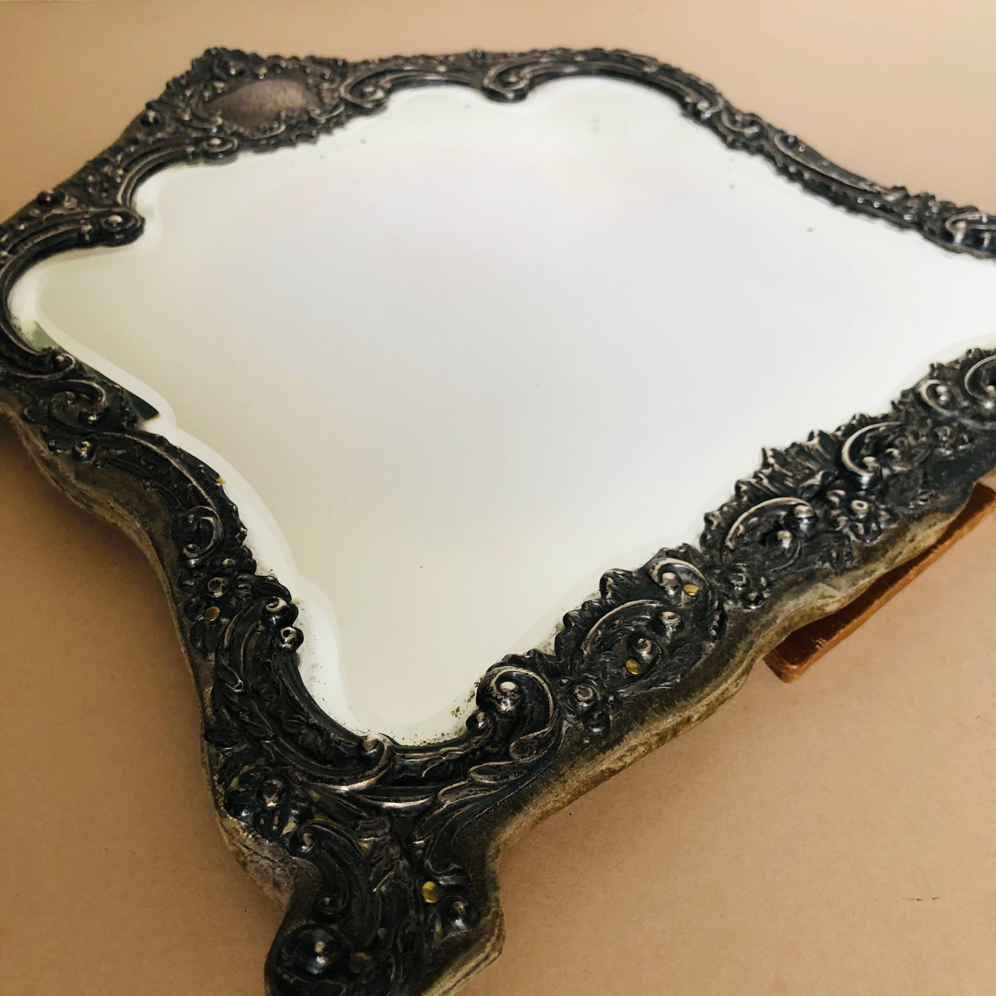 Antique Silver Dressing Table Mirror by Henry Mathews
