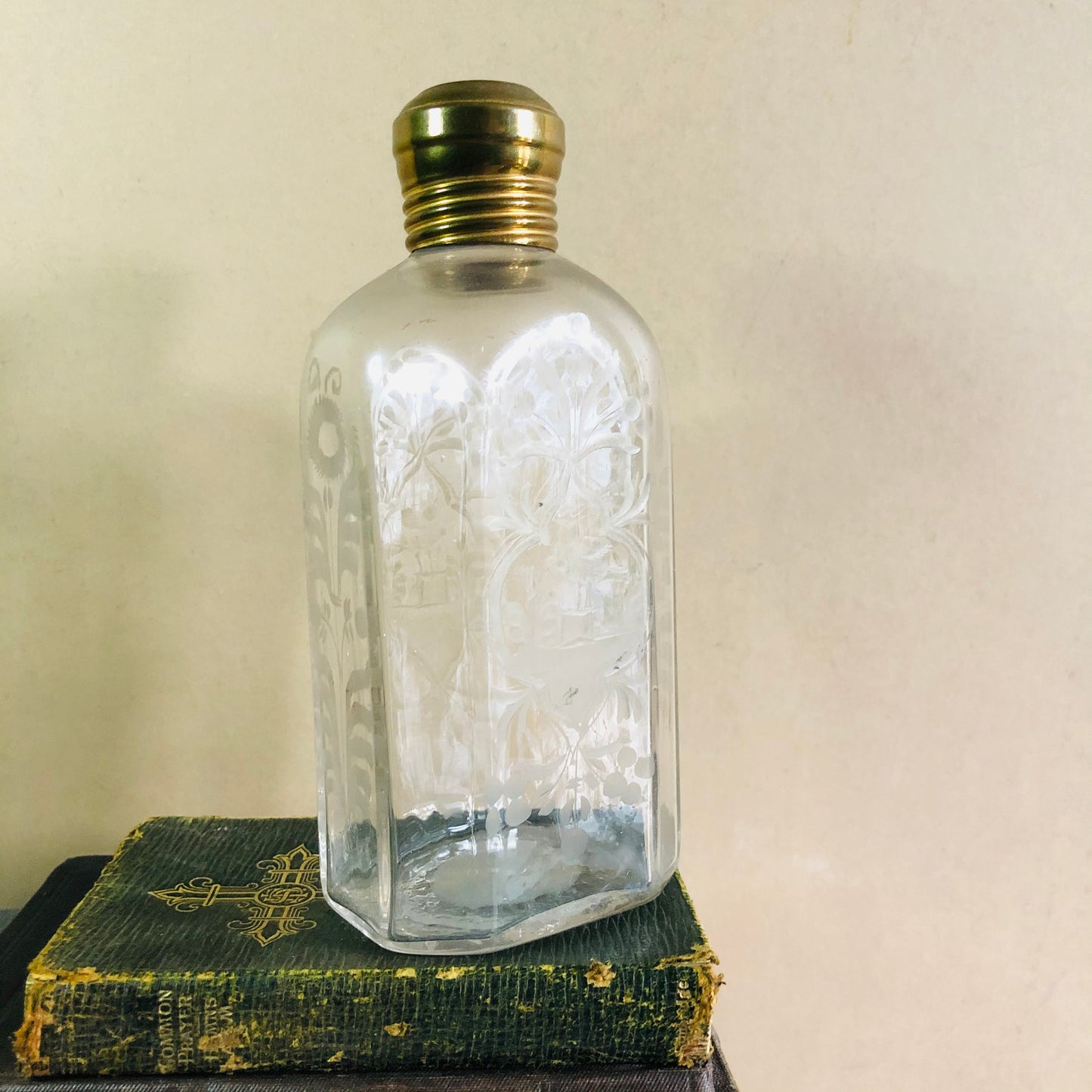 Antique Glass Etched Vanity Bottle | Refill For Sustainable Living