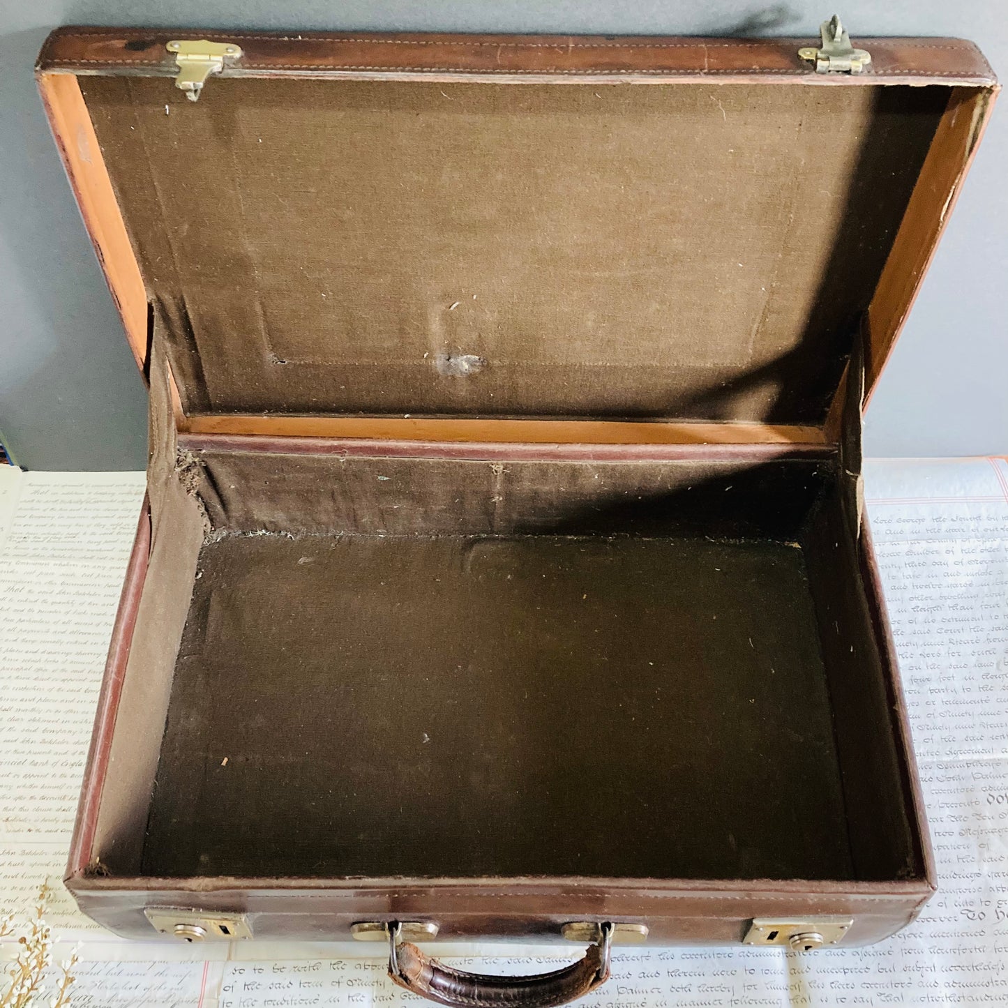 Vintage Brown Leather Suitcase