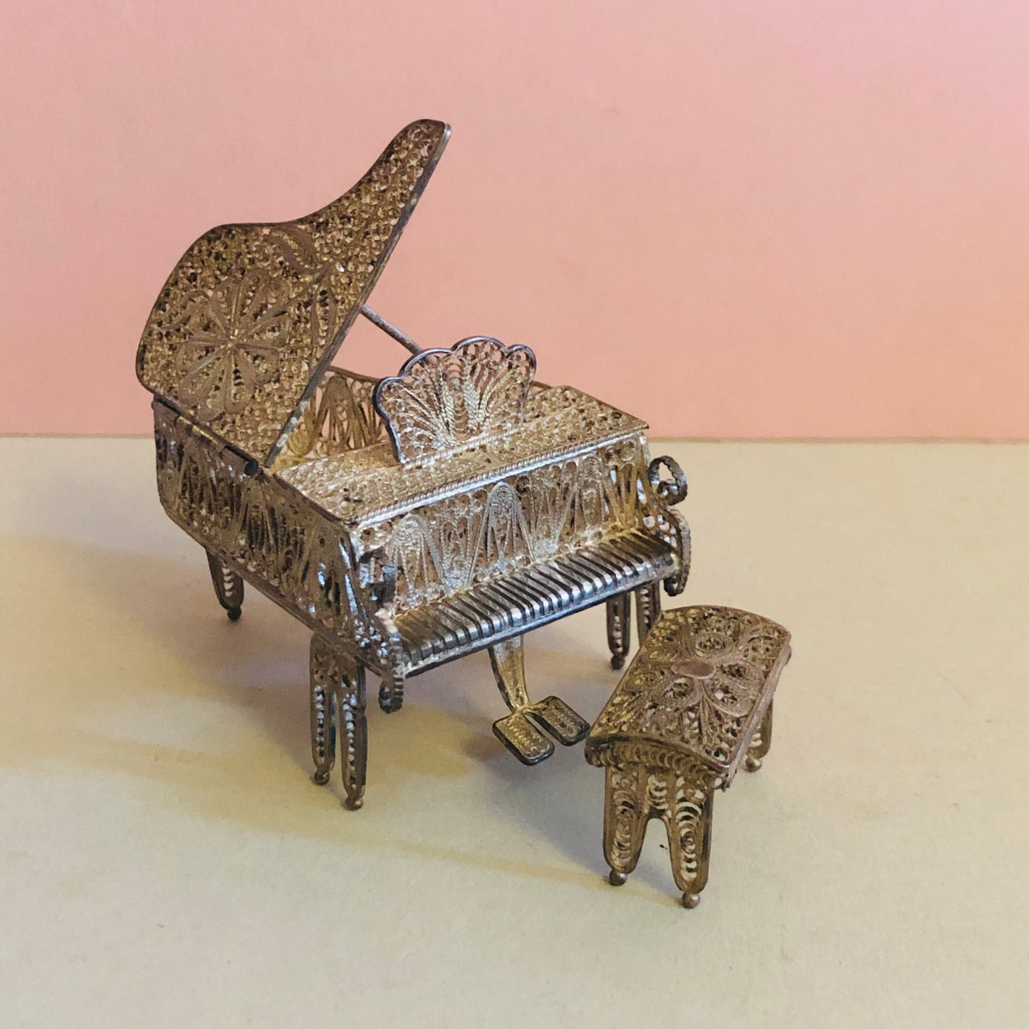Antique Silver Miniature Filigree Set |  Rare Dolls House Furniture