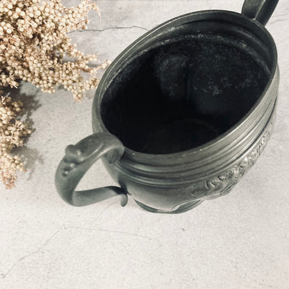 Antique English Pewter Engraved Sugar Bowls