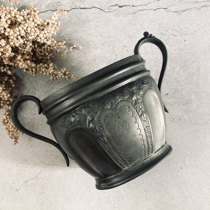 Antique English Pewter Engraved Sugar Bowls