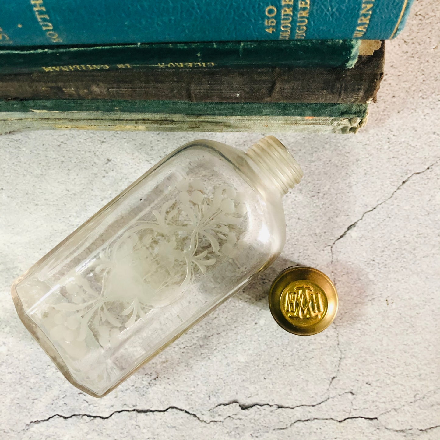 Antique Glass Etched Vanity Bottle | Refill For Sustainable Living