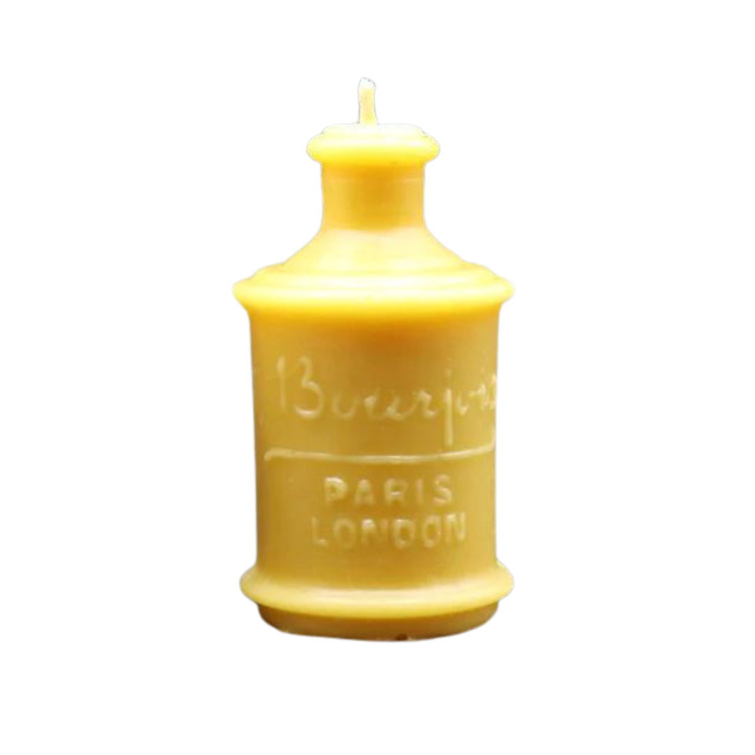 Handmade Beeswax Candles in Antique Bottle Designs