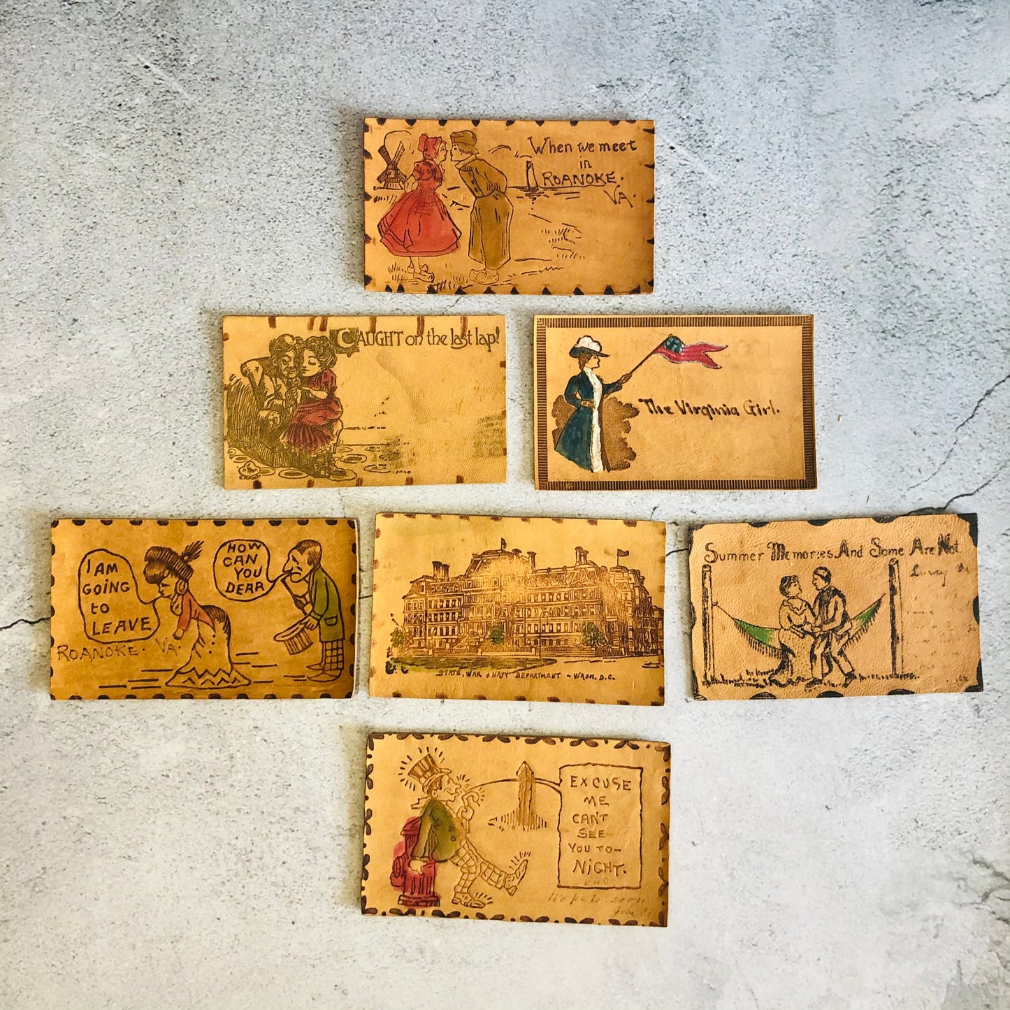 Vintage Ephemera Vintage Leather Postcards