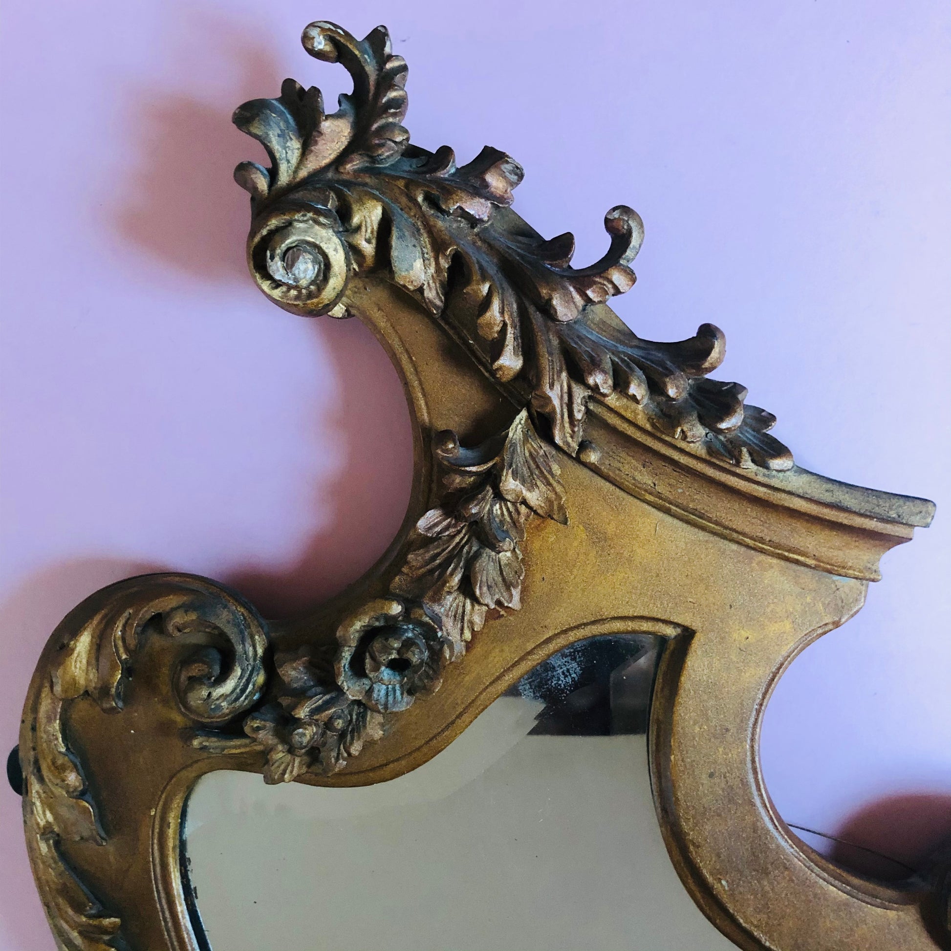 French Antique Wooden Carved Rococo Wall Mirror