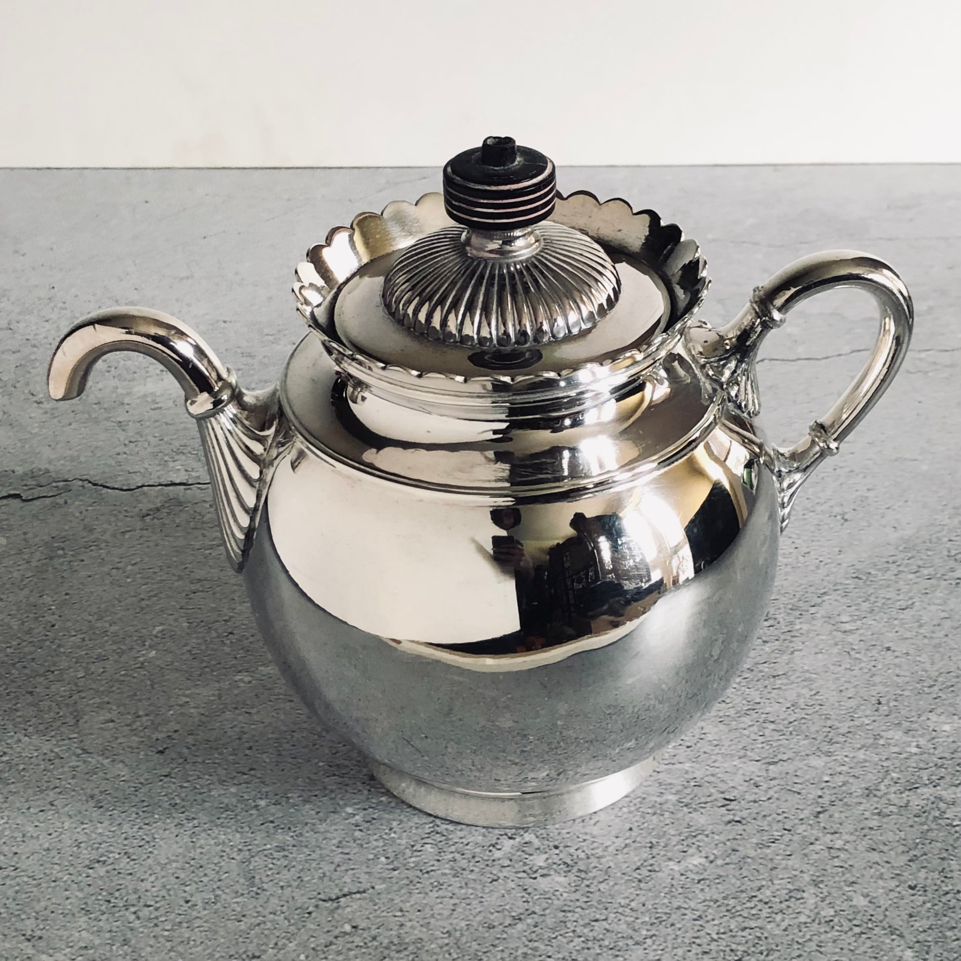 Antique Silver Unusual Teapot Push Pour Teapot James Dixon & Sons