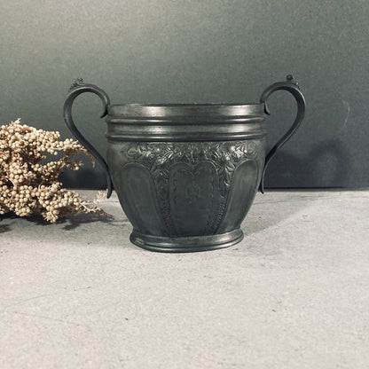 Antique English Pewter Engraved Sugar Bowls