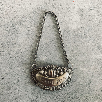 Antique Silver Decanter Bottle Label Madeira