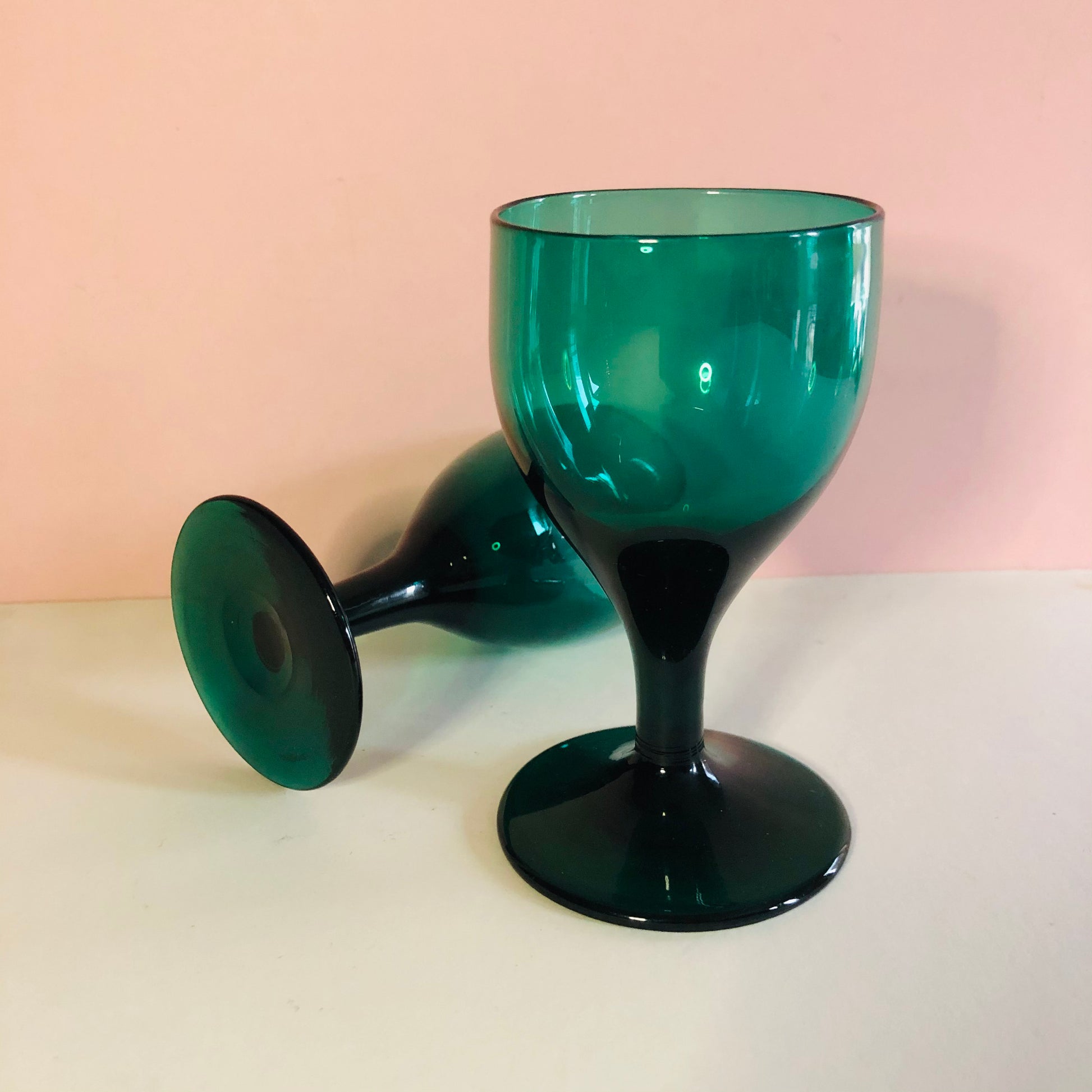 Antique Handblown Turquoise Green Wine | Liquor Glasses