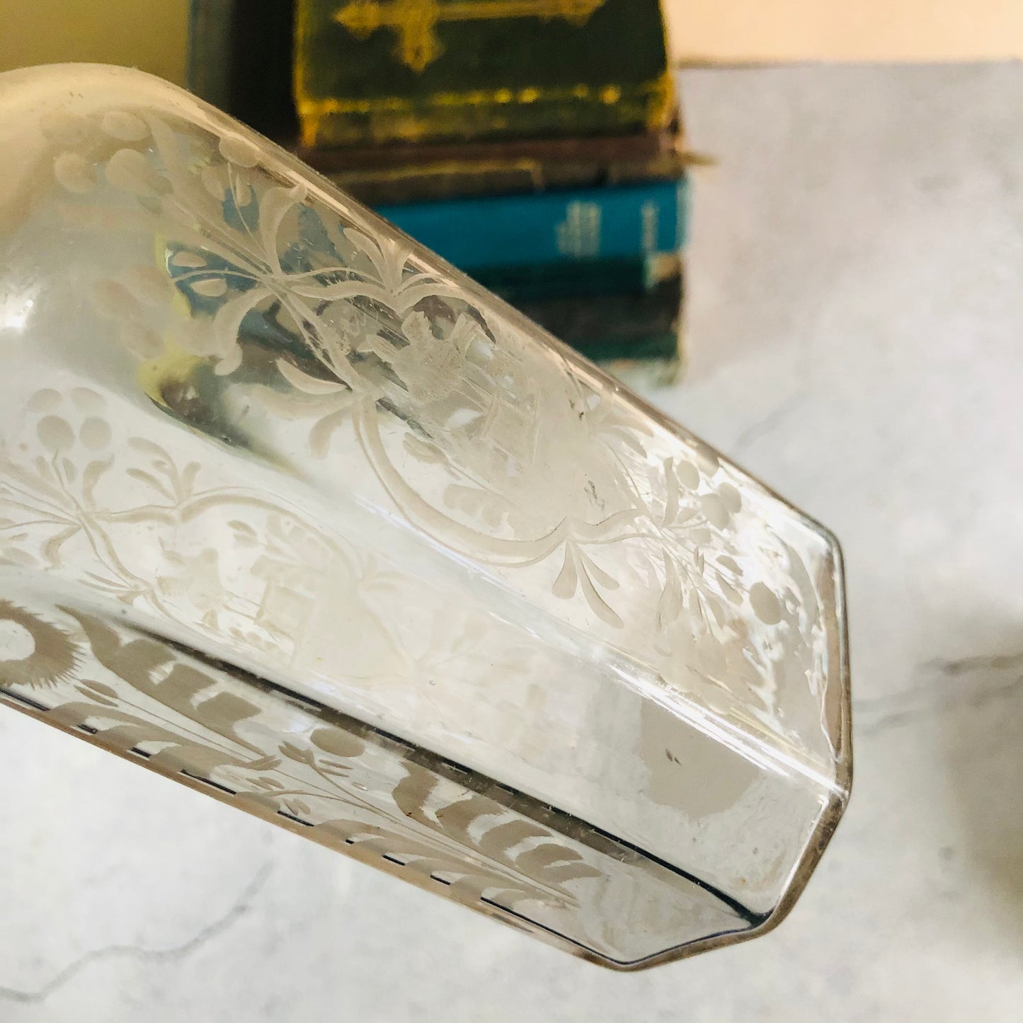 Antique Glass Etched Vanity Bottle | Refill For Sustainable Living